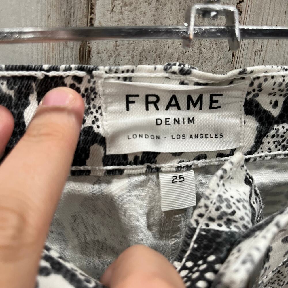 Frame Le Mini Split Front Black Python-Print Deni… - image 3